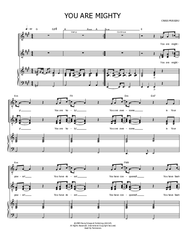 You Are Mighty Piano/Vocal (Vineyard Worship)