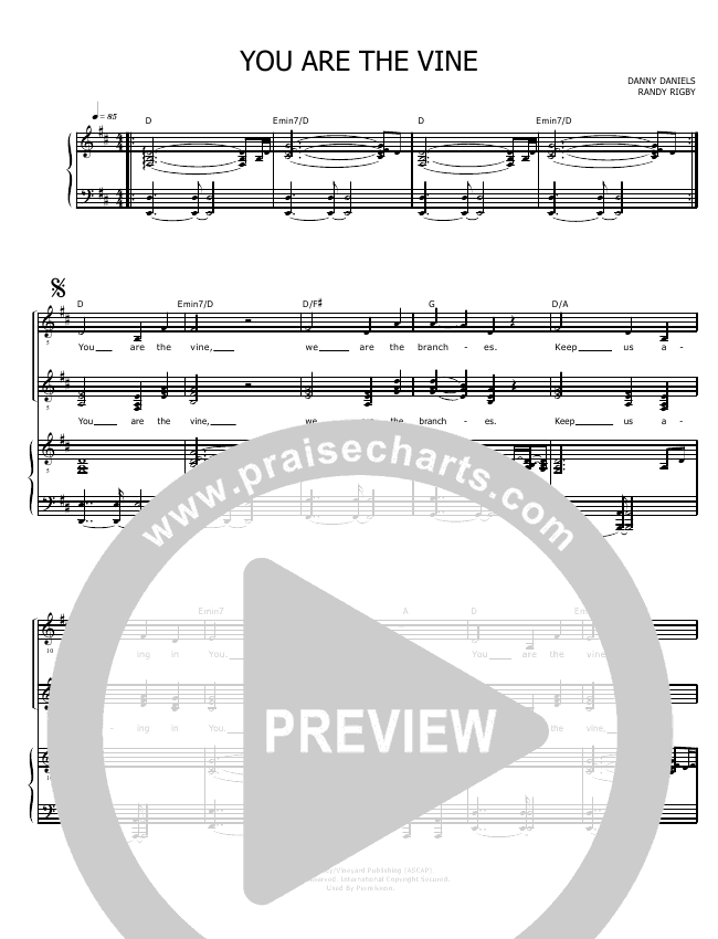 You Are The Vine Sheet Music PDF (Danny Daniels) PraiseCharts