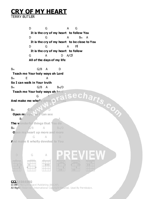 Cry of My Heart Chord Chart (Vineyard Worship)