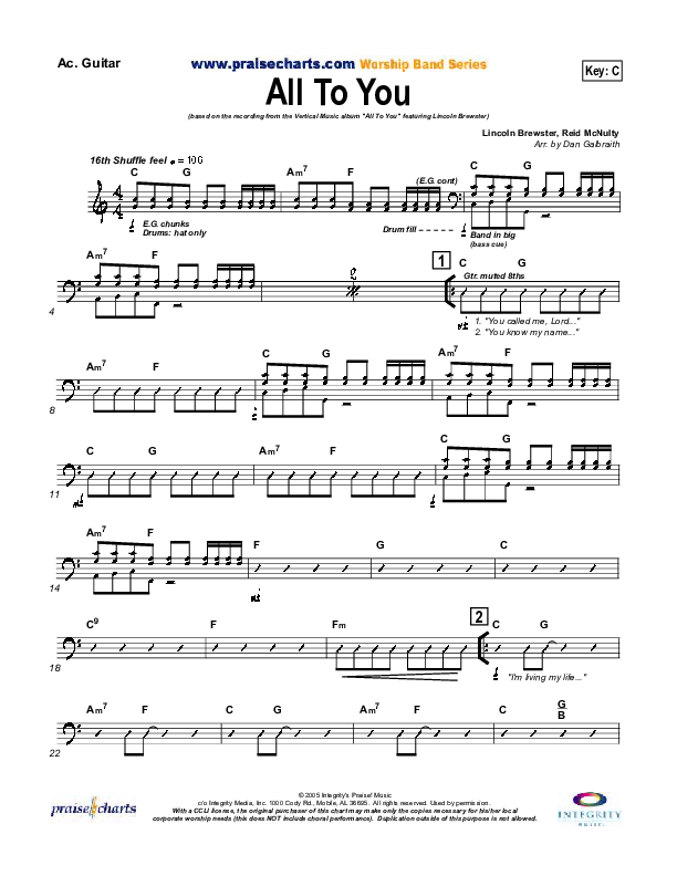 All To You Acoustic Guitar (Lincoln Brewster)