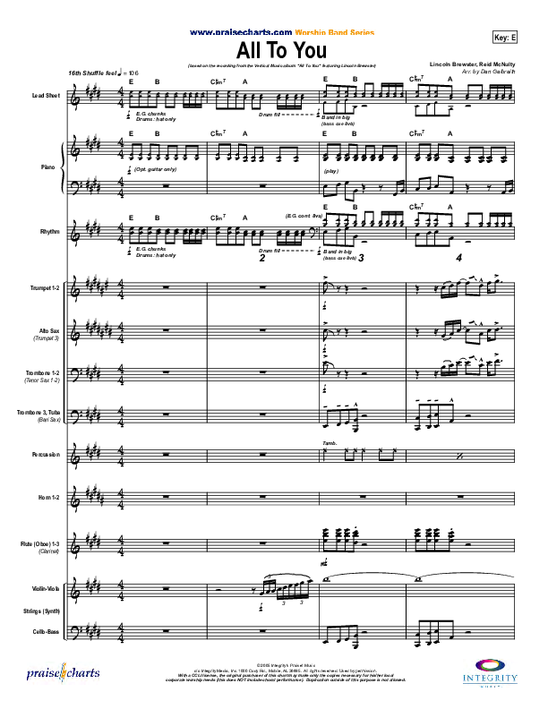 All To You Conductor's Score (Lincoln Brewster)