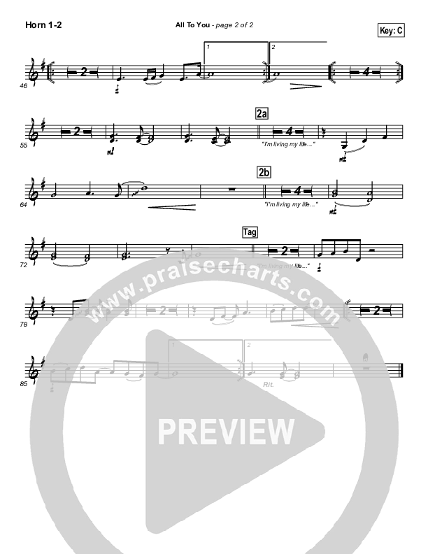 All To You French Horn 1/2 (Lincoln Brewster)