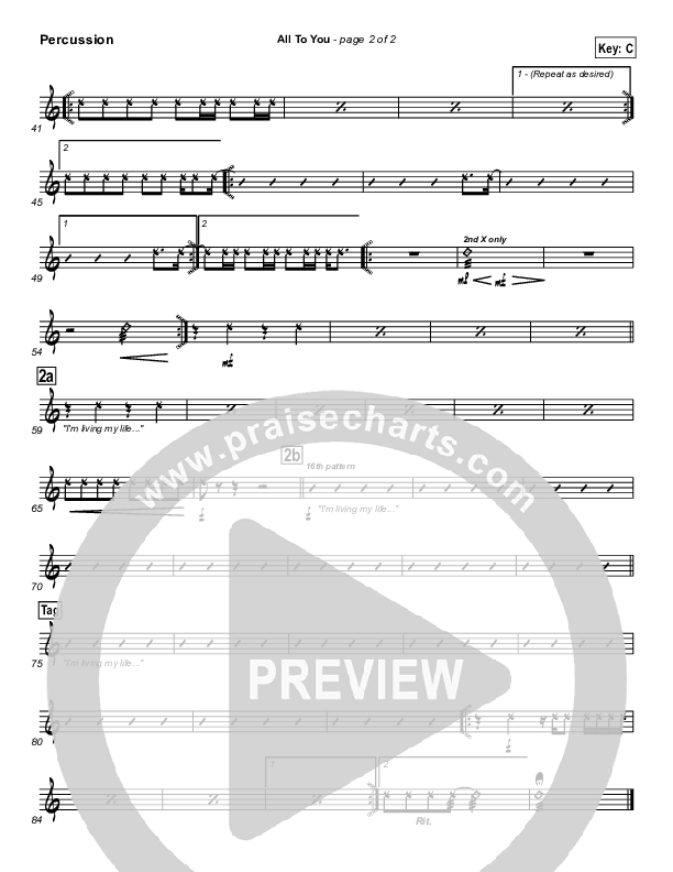 All To You Percussion (Lincoln Brewster)