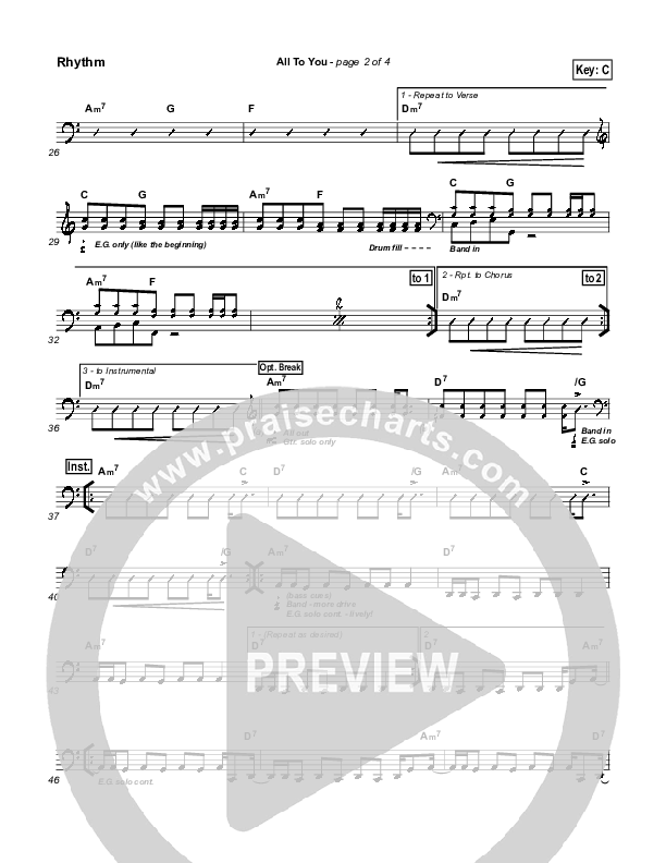 All To You Rhythm Chart (Lincoln Brewster)