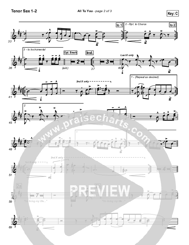 All To You Tenor Sax 1/2 (Lincoln Brewster)