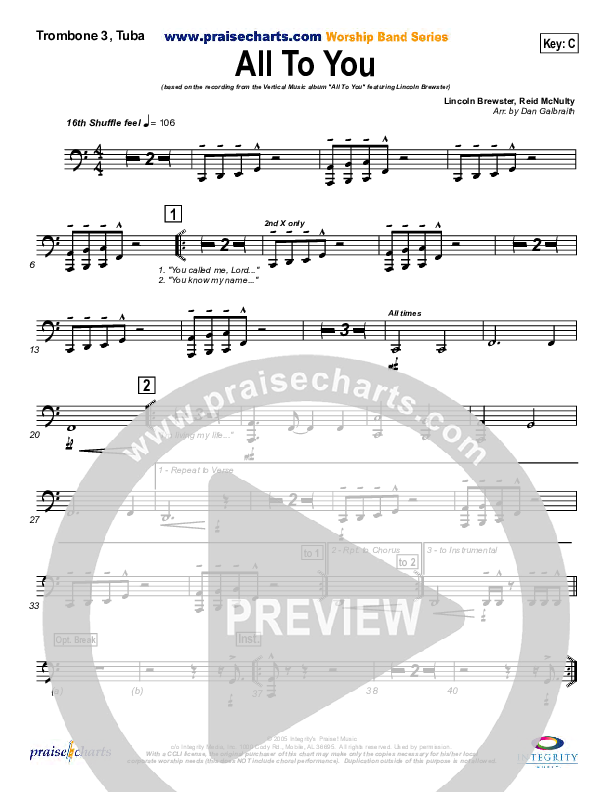 All To You Trombone 3/Tuba (Lincoln Brewster)