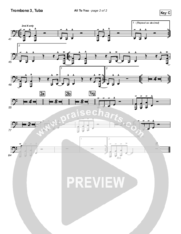 All To You Trombone 3/Tuba (Lincoln Brewster)