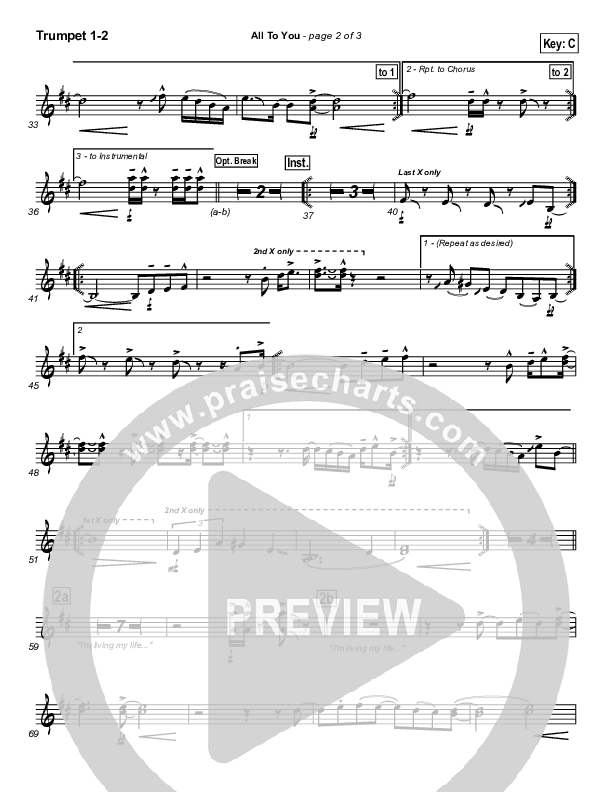 All To You Trumpet 1,2 (Lincoln Brewster)