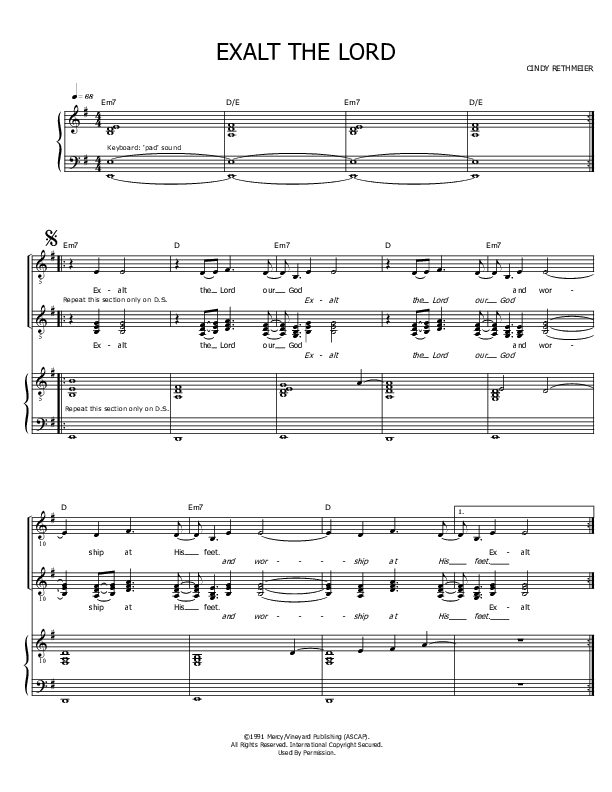 Exalt The Lord Lead & Piano ()