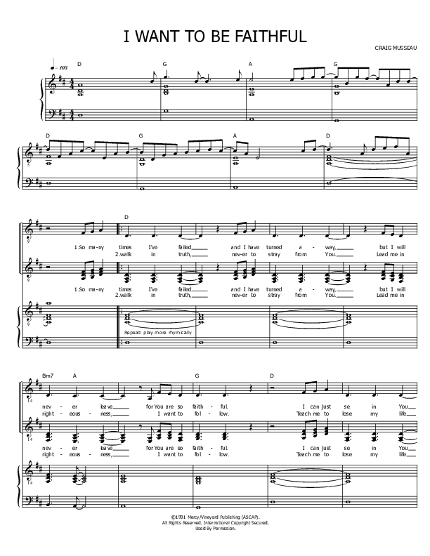 I Want To Be Faithful Lead & Piano ()
