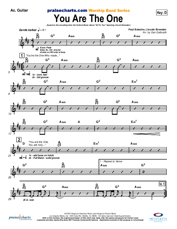 You Are the One Acoustic Guitar (Lincoln Brewster)