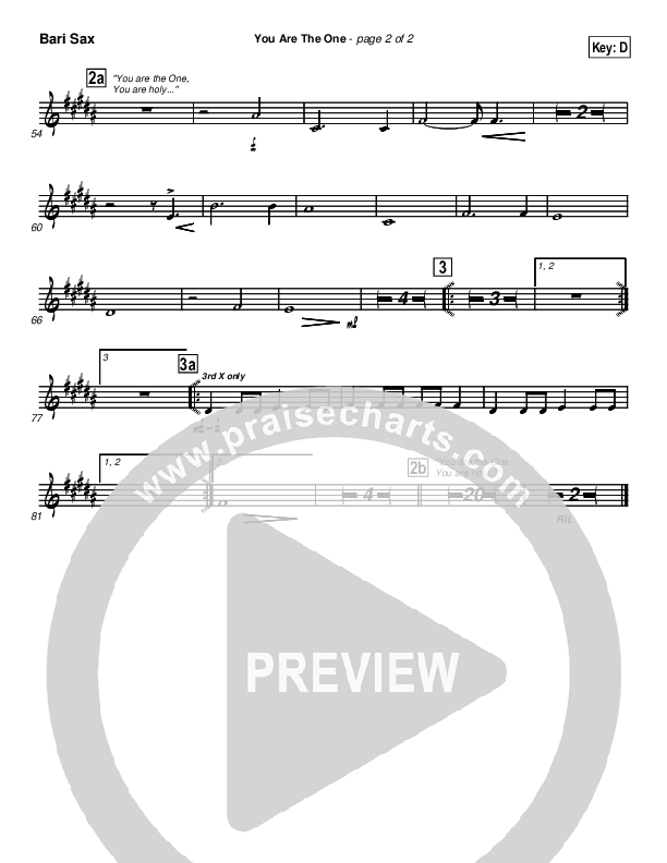 You Are the One Bari Sax (Lincoln Brewster)