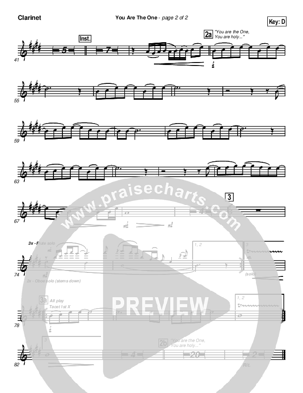 You Are the One Clarinet (Lincoln Brewster)