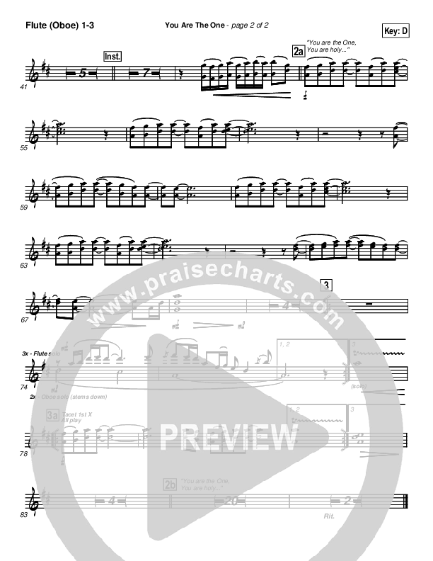 You Are the One Flute/Oboe 1/2/3 (Lincoln Brewster)