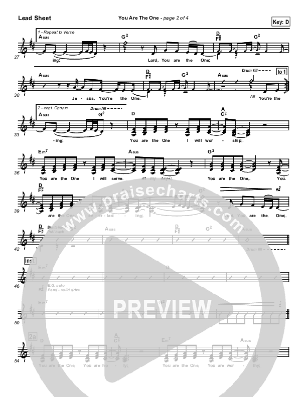 You Are the One Lead Sheet (SAT) (Lincoln Brewster)