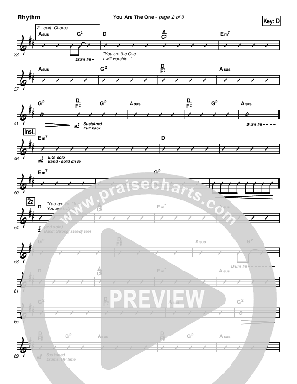 You Are the One Rhythm Chart (Lincoln Brewster)