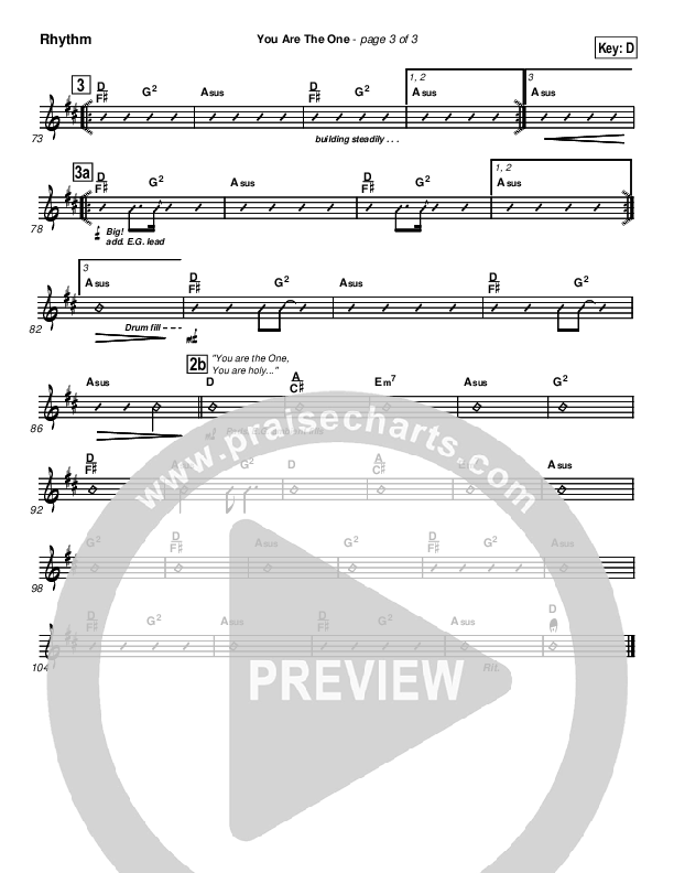 You Are the One Rhythm Chart (Lincoln Brewster)