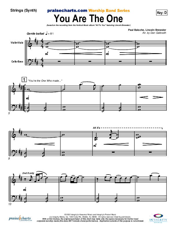 You Are the One Synth Strings (Lincoln Brewster)