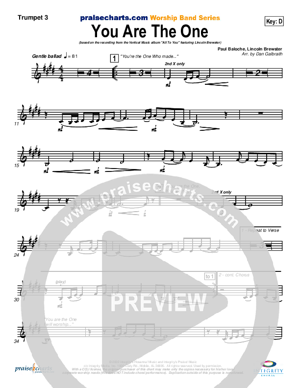 You Are the One Trumpet 3 (Lincoln Brewster)