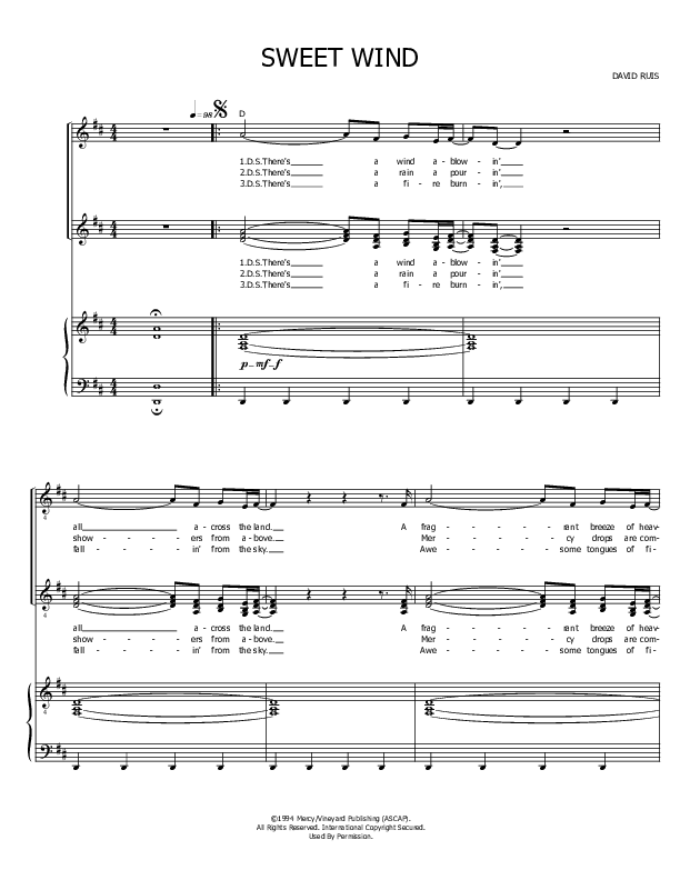 Sweet Wind Piano/Vocal & Lead (David Ruis)