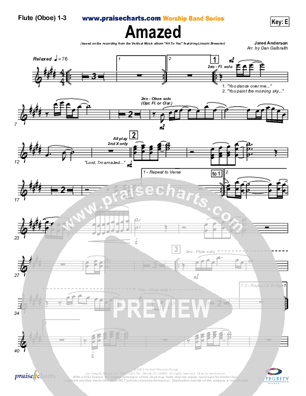 Amazed Flute/Oboe 1/2/3 (Lincoln Brewster)