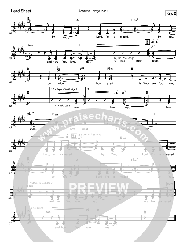 Amazed Lead Sheet (Lincoln Brewster)