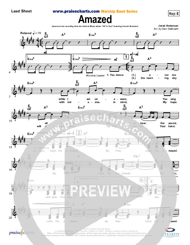 Amazed Lead Sheet (SAT) (Lincoln Brewster)
