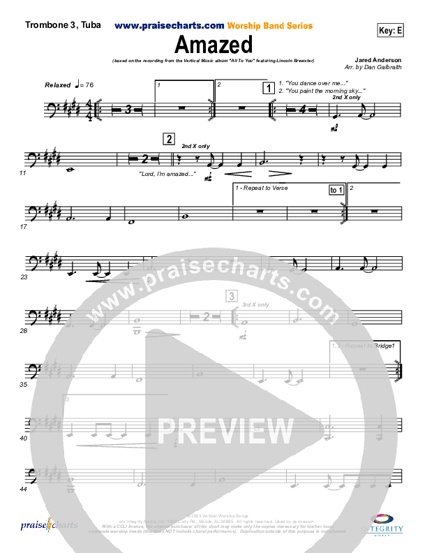 Amazed Trombone 3/Tuba (Lincoln Brewster)