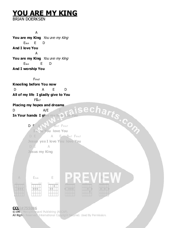 You Are My King Chord Chart ()