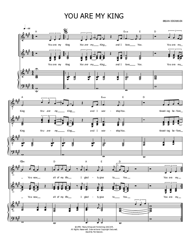 You Are My King Piano/Vocal ()