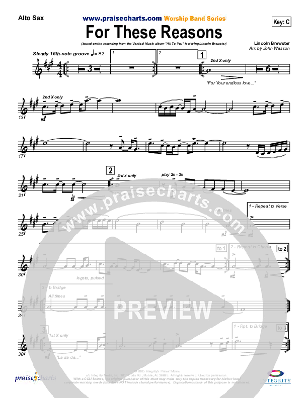 For These Reasons Alto Sax (Lincoln Brewster)