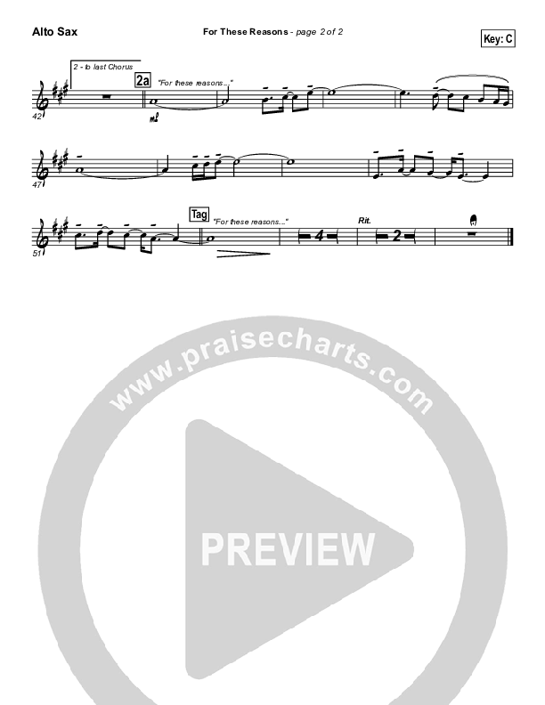 For These Reasons Alto Sax (Lincoln Brewster)