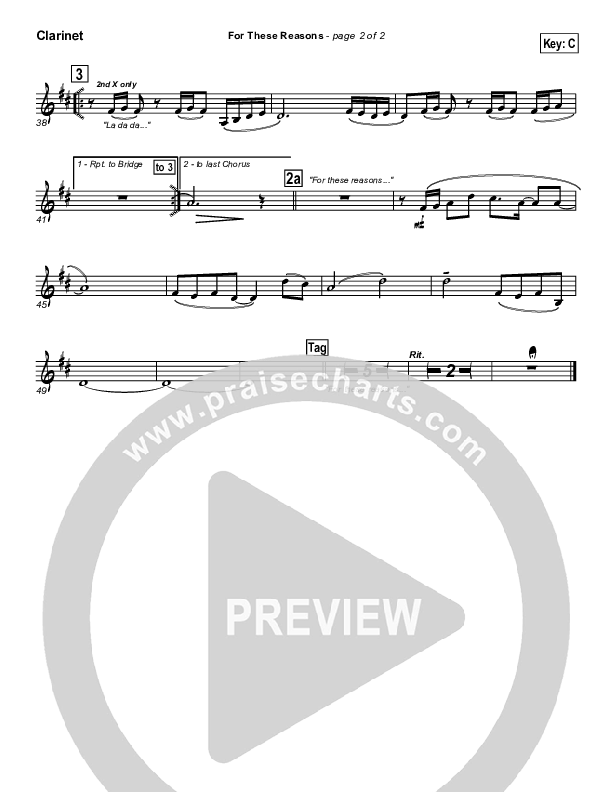 For These Reasons Clarinet (Lincoln Brewster)