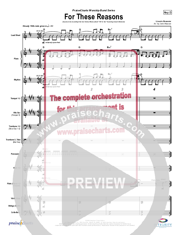 For These Reasons Conductor's Score (Lincoln Brewster)
