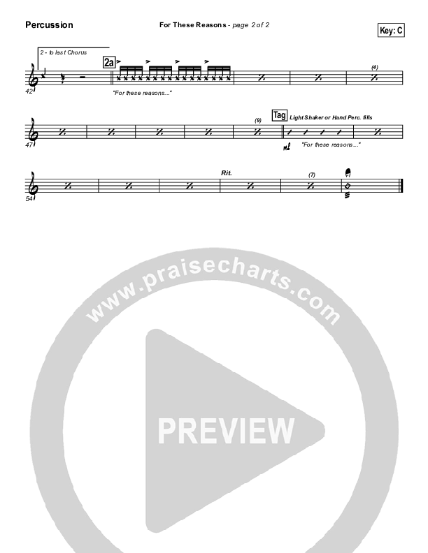 For These Reasons Percussion (Lincoln Brewster)