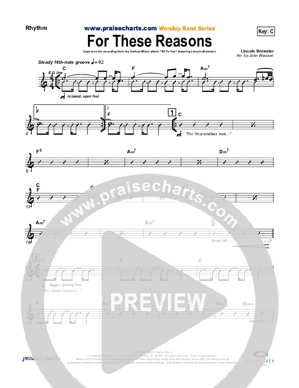 For These Reasons Rhythm Chart (Lincoln Brewster)
