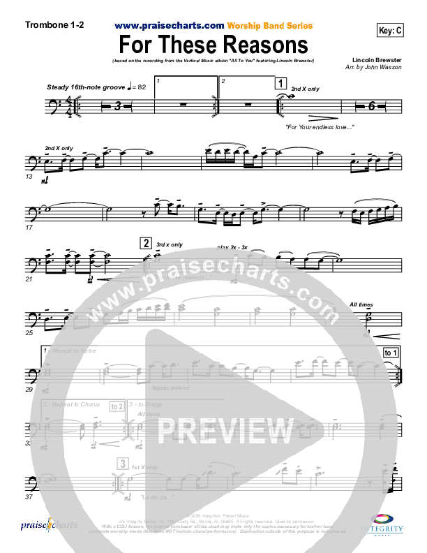 For These Reasons Trombone 1/2 (Lincoln Brewster)