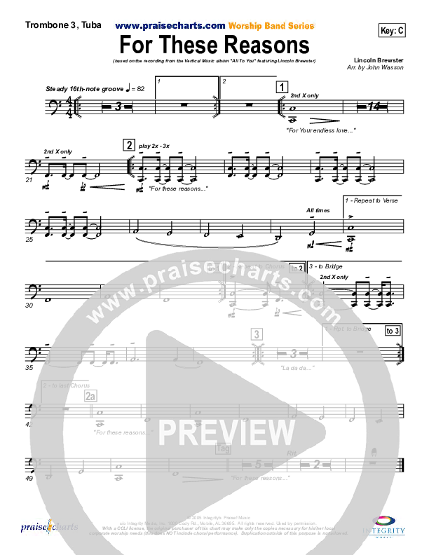 For These Reasons Trombone 3/Tuba (Lincoln Brewster)