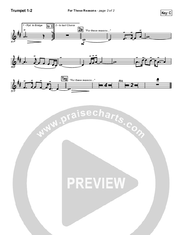 For These Reasons Trumpet 1,2 (Lincoln Brewster)
