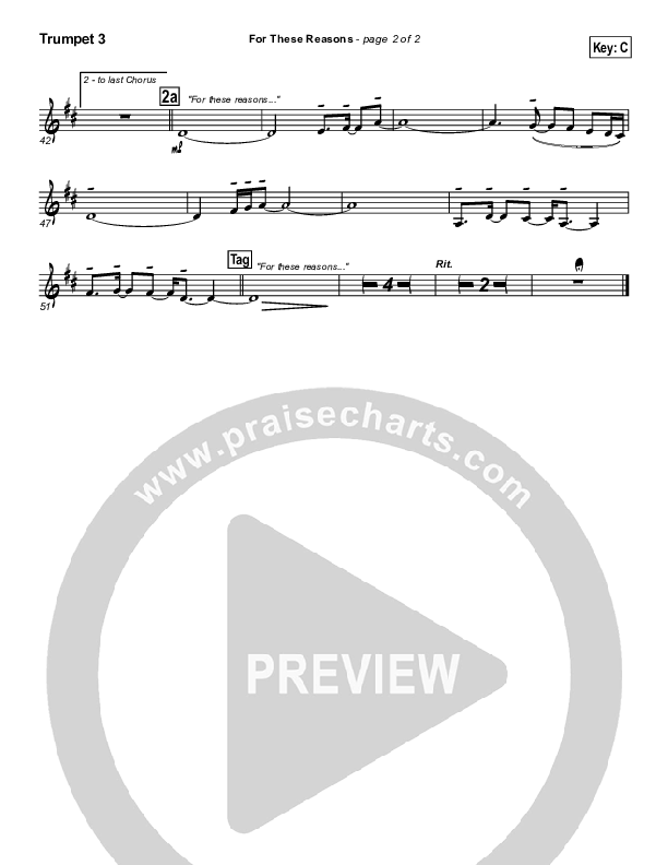 For These Reasons Trumpet 3 (Lincoln Brewster)