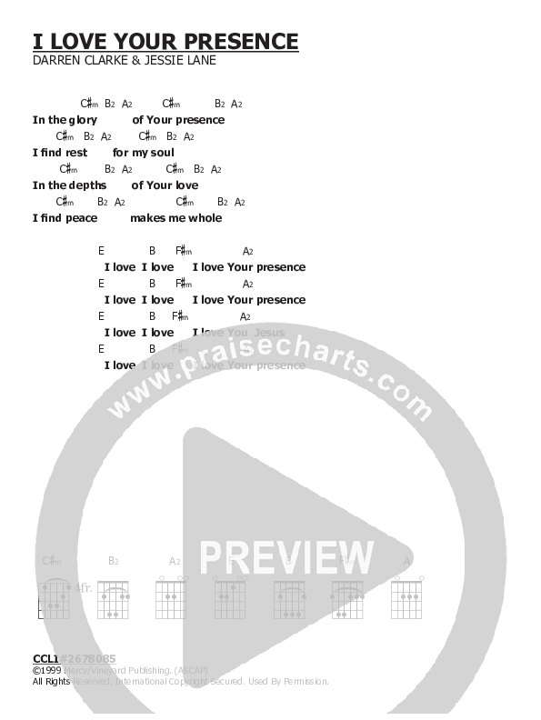 I Love Your Presence Chord Chart ( / Vineyard Worship)