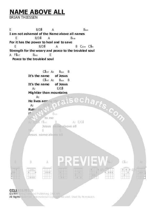Name Above All Chord Chart ()