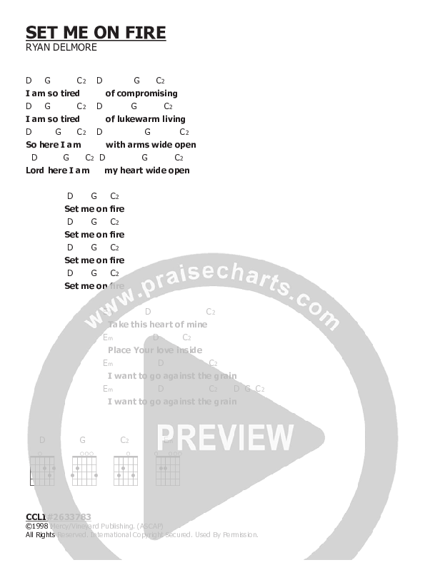 Set Me On Fire Chord Chart ()