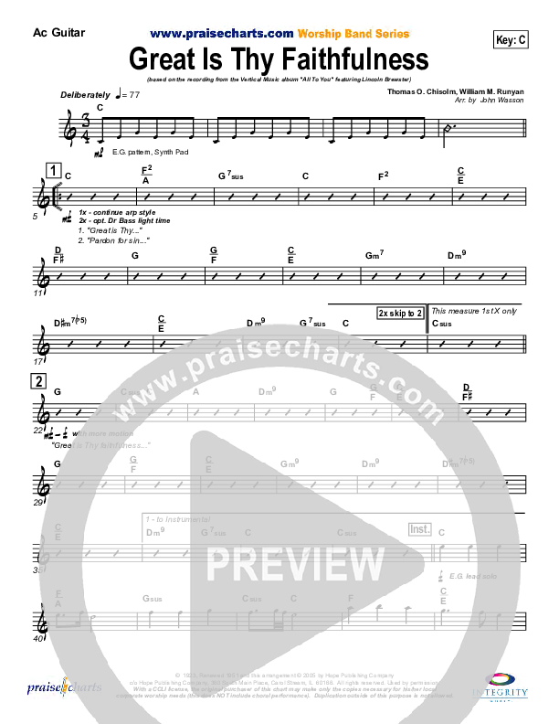 Great Is Thy Faithfulness Acoustic Guitar (Lincoln Brewster)