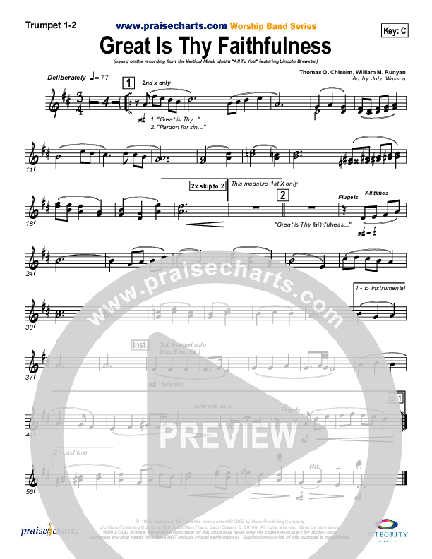 Great Is Thy Faithfulness Trumpet 1,2 (Lincoln Brewster)