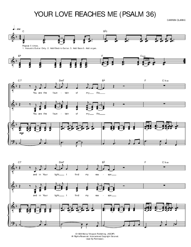 Your Love Reaches Me Lead & Piano ()