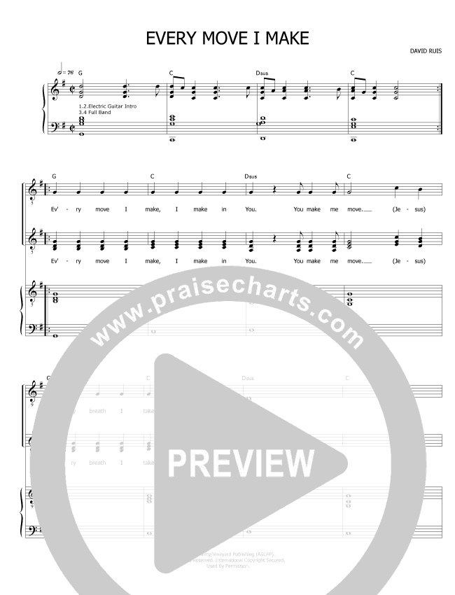 Every Move I Make Lead Sheet &amp; Piano/Vocal - David Ruis | PraiseCharts