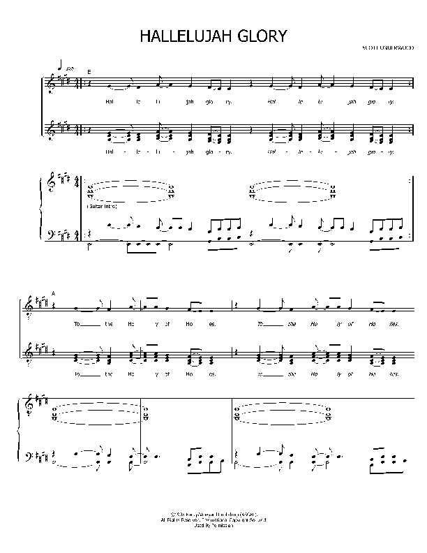 Hallelujah Glory Piano/Vocal ( / Vineyard Worship)