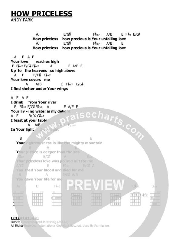 How Priceless Chord Chart ( / Vineyard Worship)