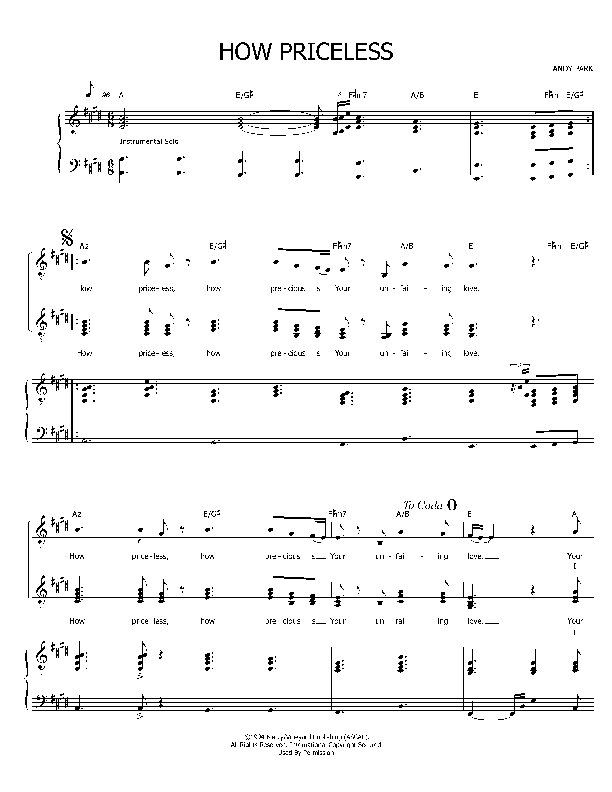 How Priceless Lead Sheet (SAT) ( / Vineyard Worship)